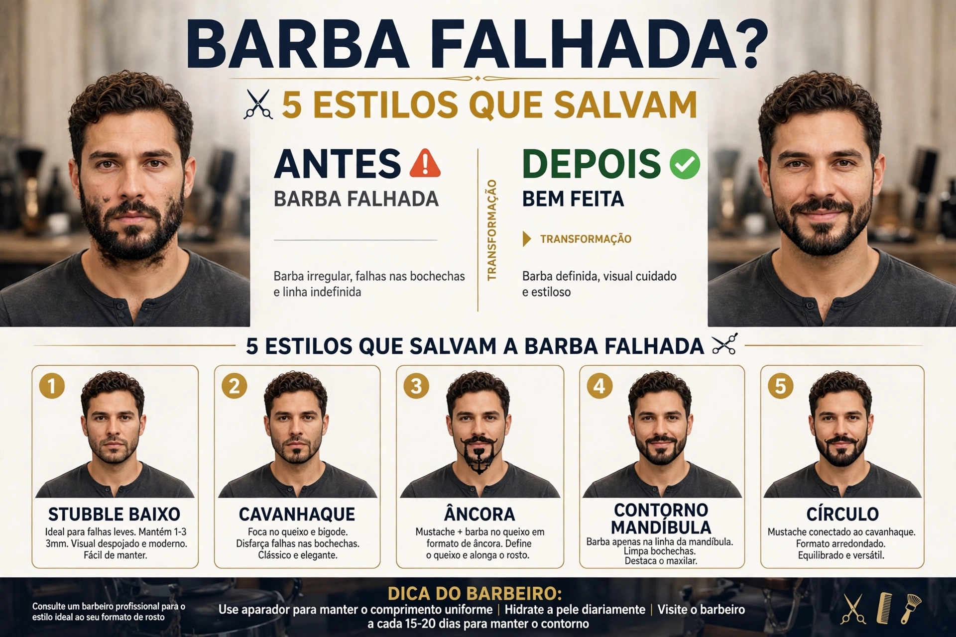 barbearia engenho de dentro proximo norte shopping: cinco estilos para barba falhada
