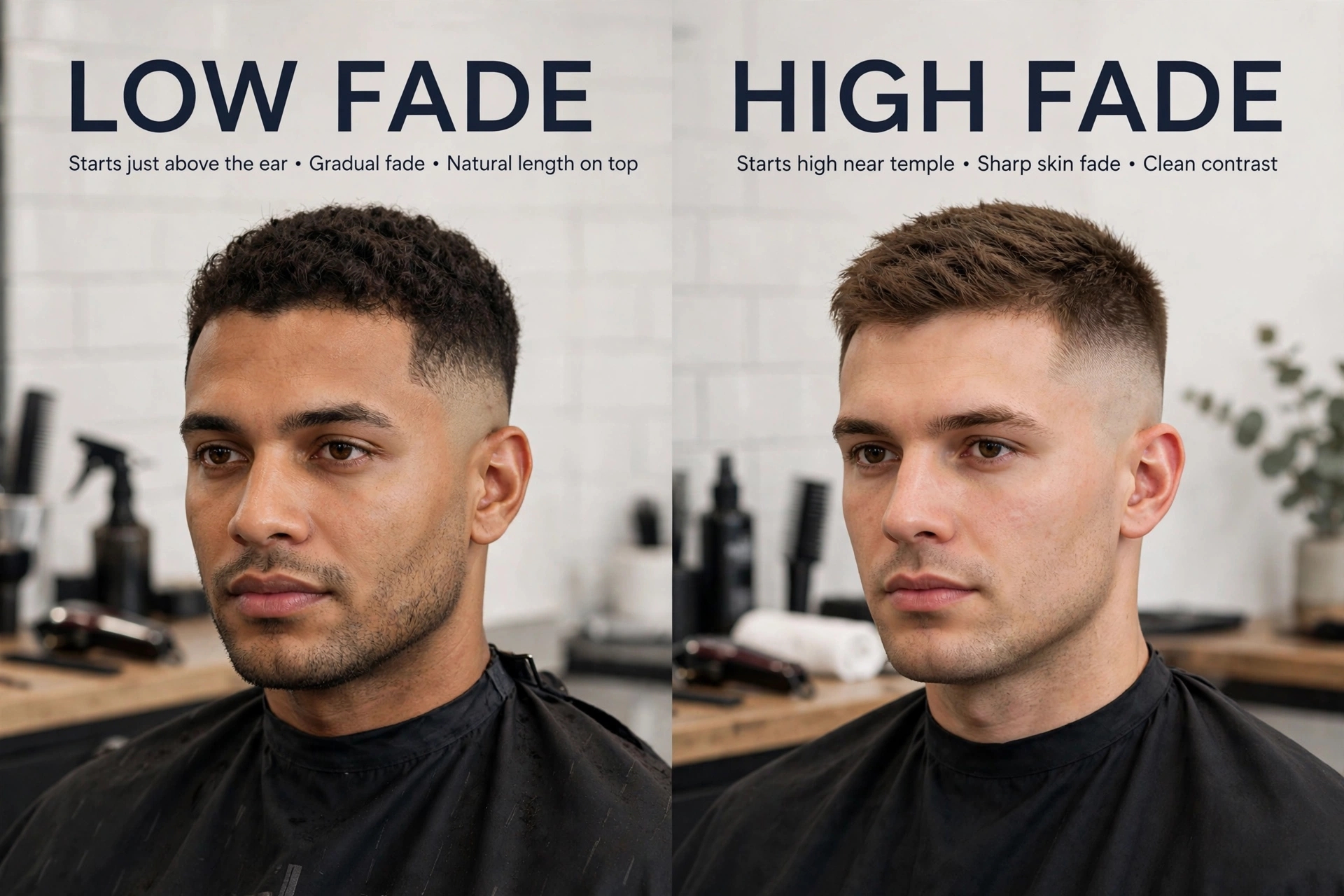 barbearia engenho de dentro proximo norte shopping: comparação entre degradê baixo e degradê alto